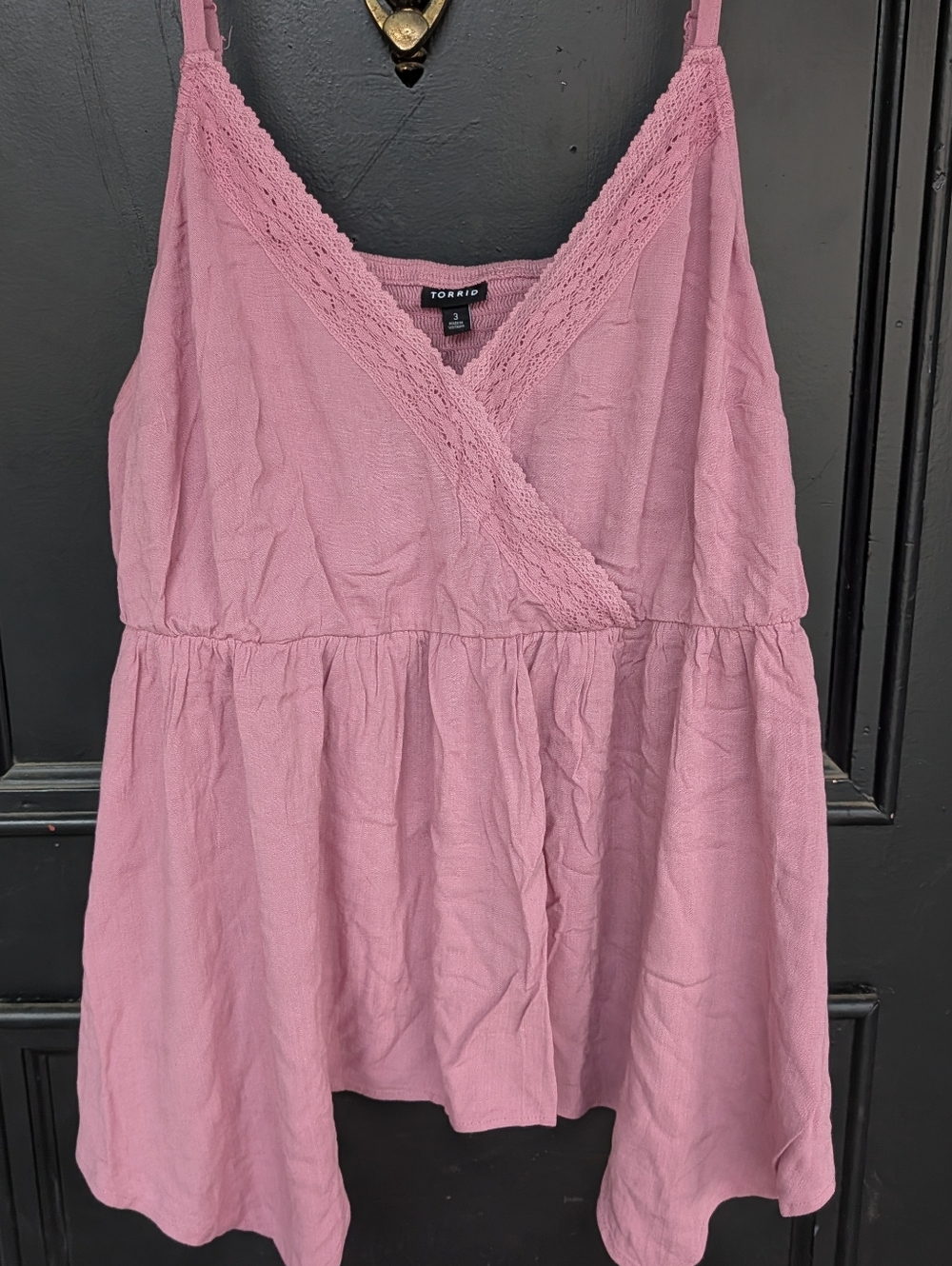 Torrid 3x Flowy Pink Lace-Trim Babydoll Cami - Picture 3 of 8